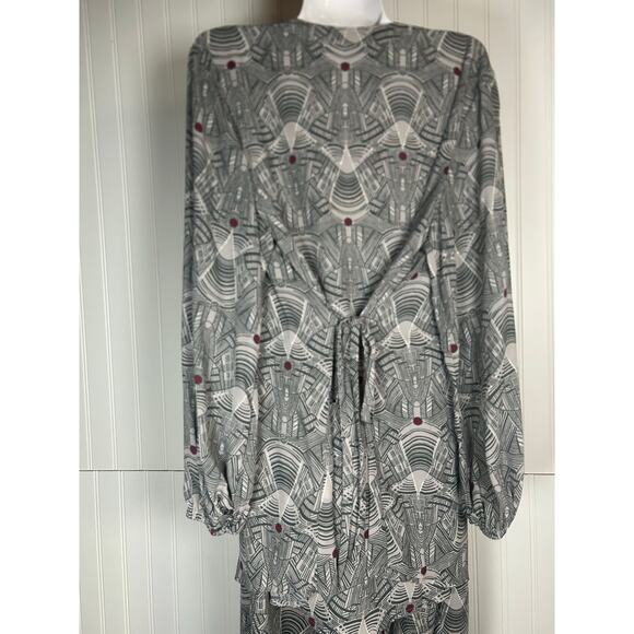 2 peace MELISSA MCCARTHY Seven Gray Geometric Print Tunic Blouse/pants set Sz 1X - Picture 14 of 16